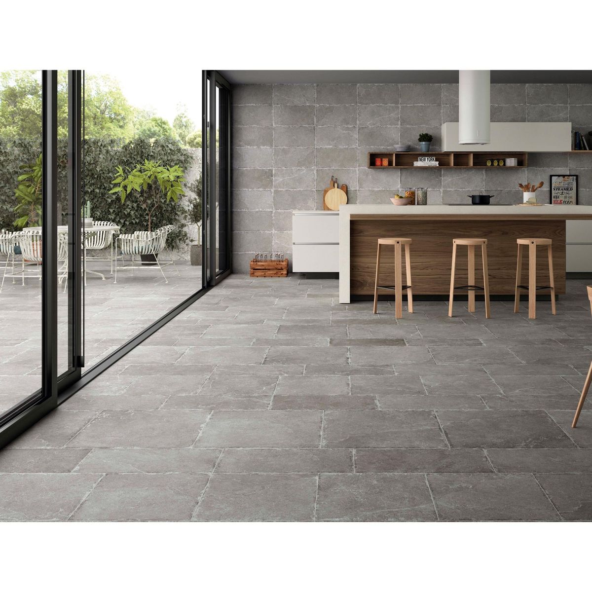 STN - Porcelanato Gris 45x45cm 1.42m2 Rústico Mate Pulse