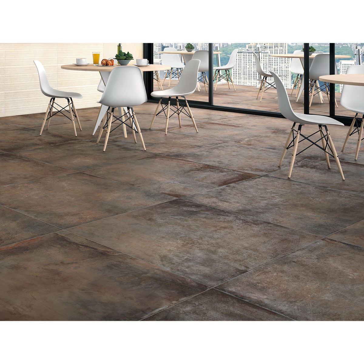 STN - Porcelanato Marrón 100x100cm 1.98m2 Cementicio Mate Jasper