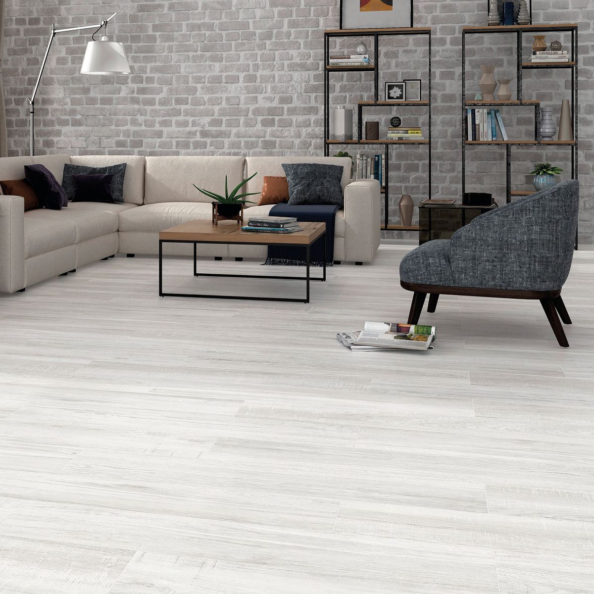 HALCON - Porcelanato Blanco 23x120cm 1.68m2 Maderado Mate Baltimore