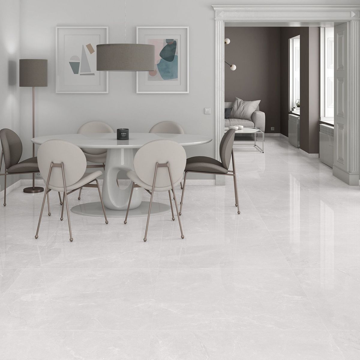 PAMESA - Porcelanato Blanco 90x90 Marmoladas Brillante 1.62 m2