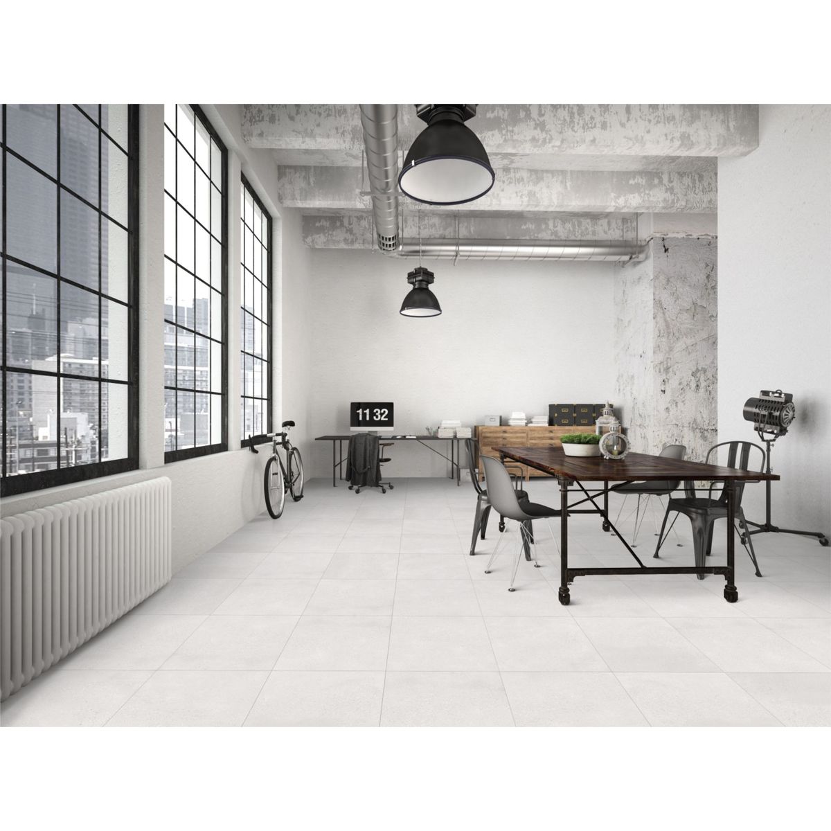 MAX GLORY - Gres porcelánico Blanco 60x60cm 1.44m2 Cementicio Brillante Moonstone