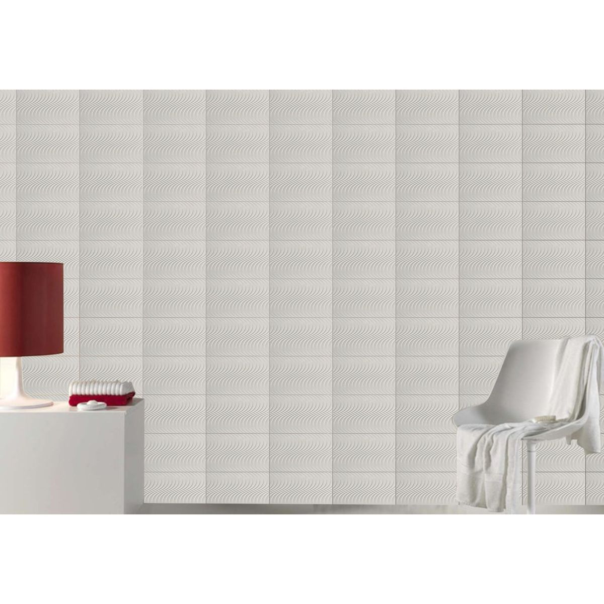 HOLZTEK - Cerámica Muro Olas Blanco 25x40cm 1.5m2 para muro