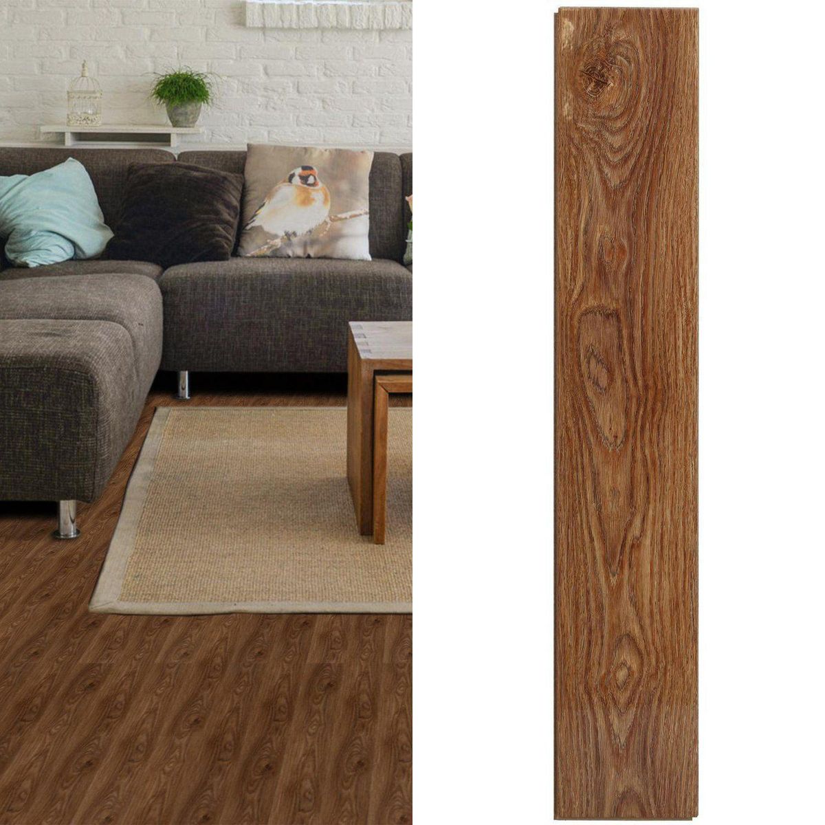 HOLZTEK - Piso Laminado Riveri Brillante Marrón AC3 8mm 19.6x121.6cm 1.90m2
