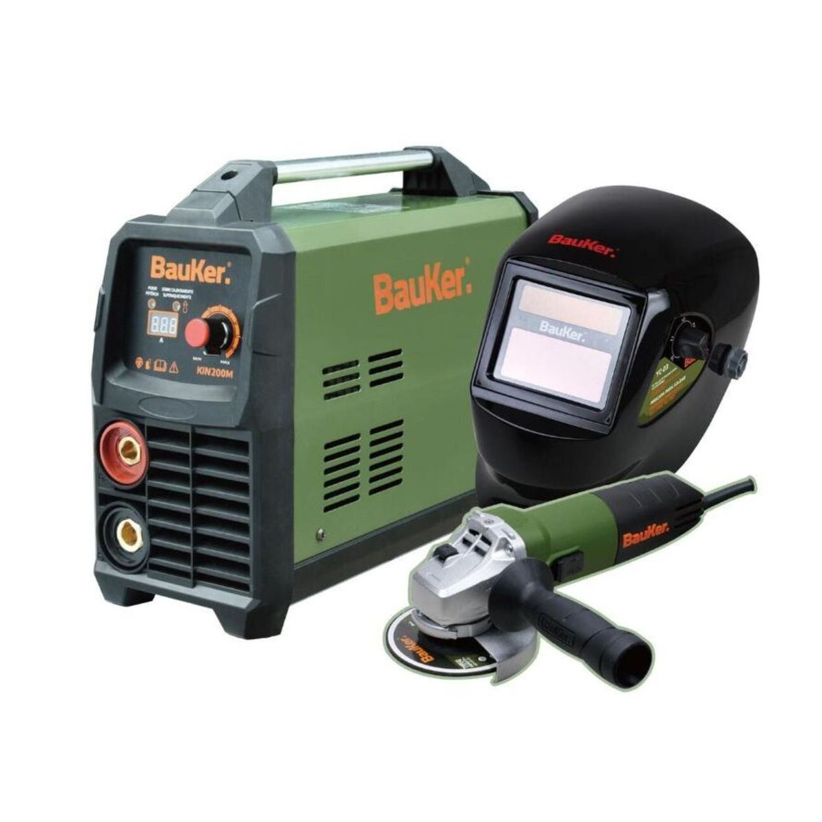 BAUKER - Soldador Eléctrico 8800W 120A Bauker + Esmeril Bauker+ Máscara Bauker