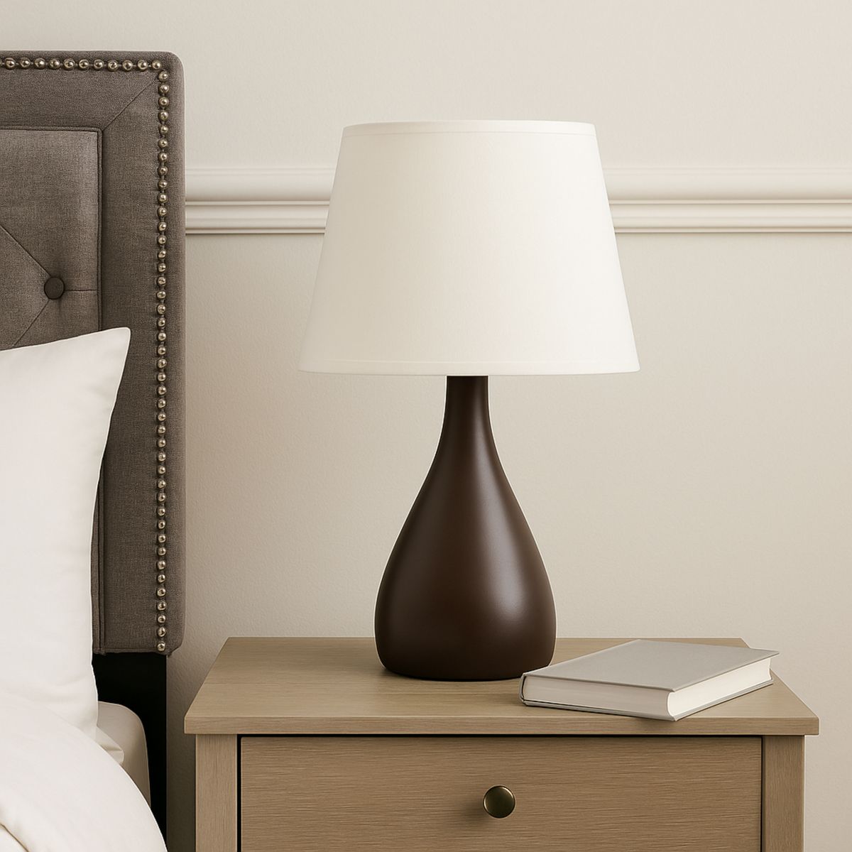 CASA BONITA - Lámpara de Mesa 1 Luz Laura Chocolate