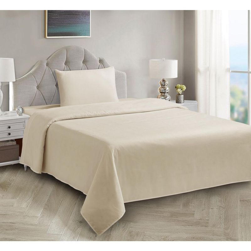 CASA BONITA - Juego de Sábanas Microfibra 1.5 Plazas Basic Beige