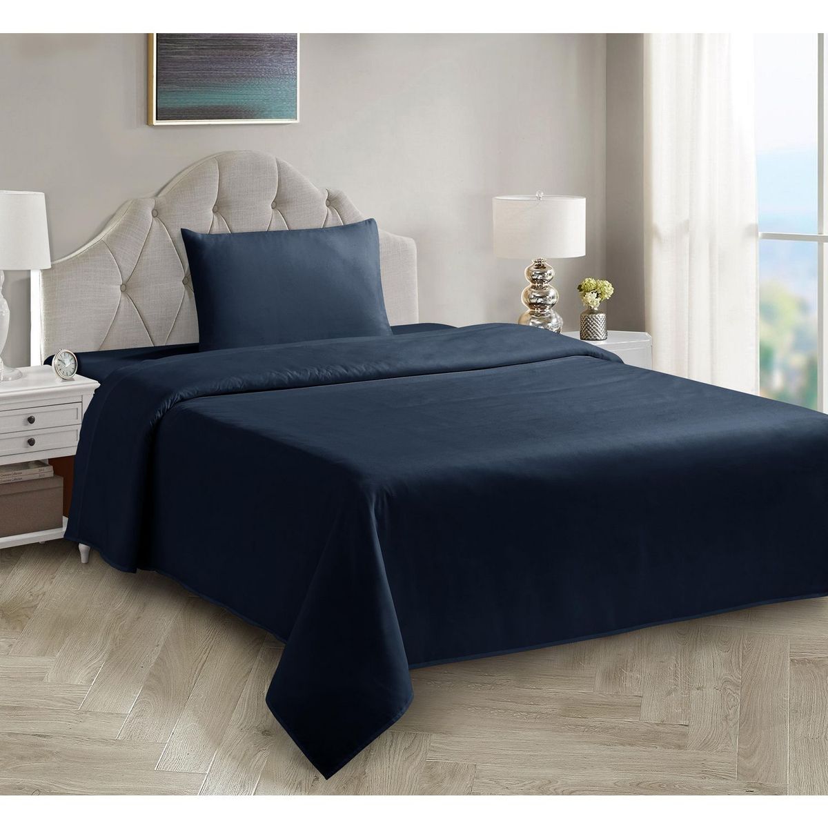 CASA BONITA - Juego de Sábanas Microfibra 1.5 Plazas Basic Azul