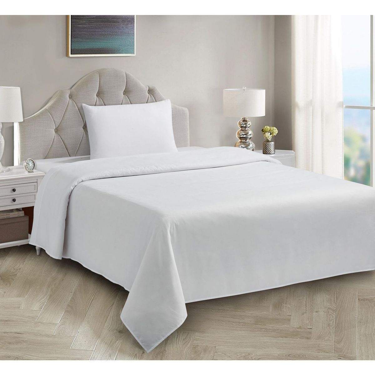 CASA BONITA - Juego de Sábanas Microfibra 1.5 Plazas Basic Blanco