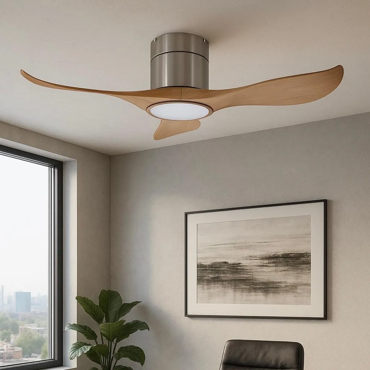 JUST HOME COLLECTION - Ventilador de Techo Led Wifi 3Asp Natur 60 W