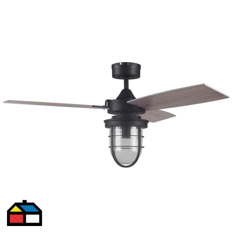 JUST HOME COLLECTION - Ventilador de Techo True 1L E27 3 Aspas Negro
