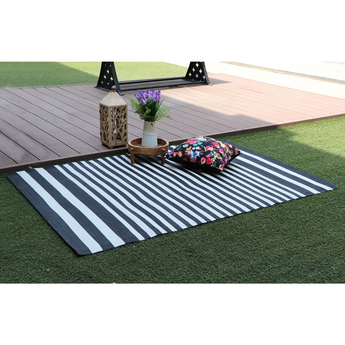 JUST HOME COLLECTION - Alfombra de Terraza Blanco/Negro 180x120cm