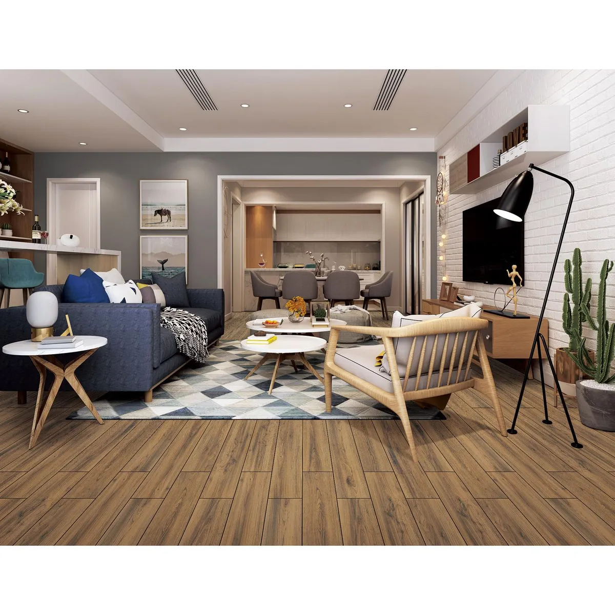 HOLZTEK - Gres Porcelanico Café Maderado 15X90cm 1.08m2 Air Brown