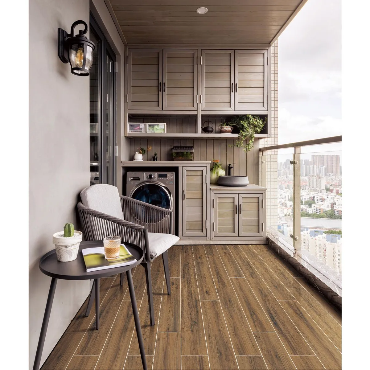 HOLZTEK - Gres Porcelanico Café Maderado 15X90cm 1.08m2 Air Brown