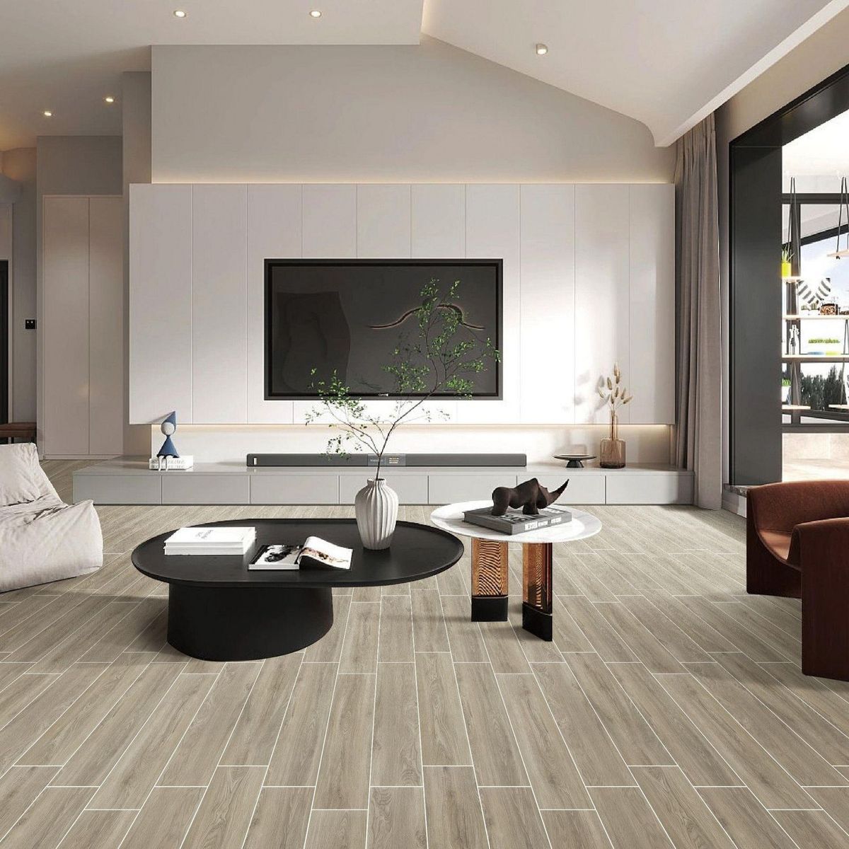 HOLZTEK - Gres Porcelanico Café Claro Maderado 15X90cm 1.08m2 Home Light Tan