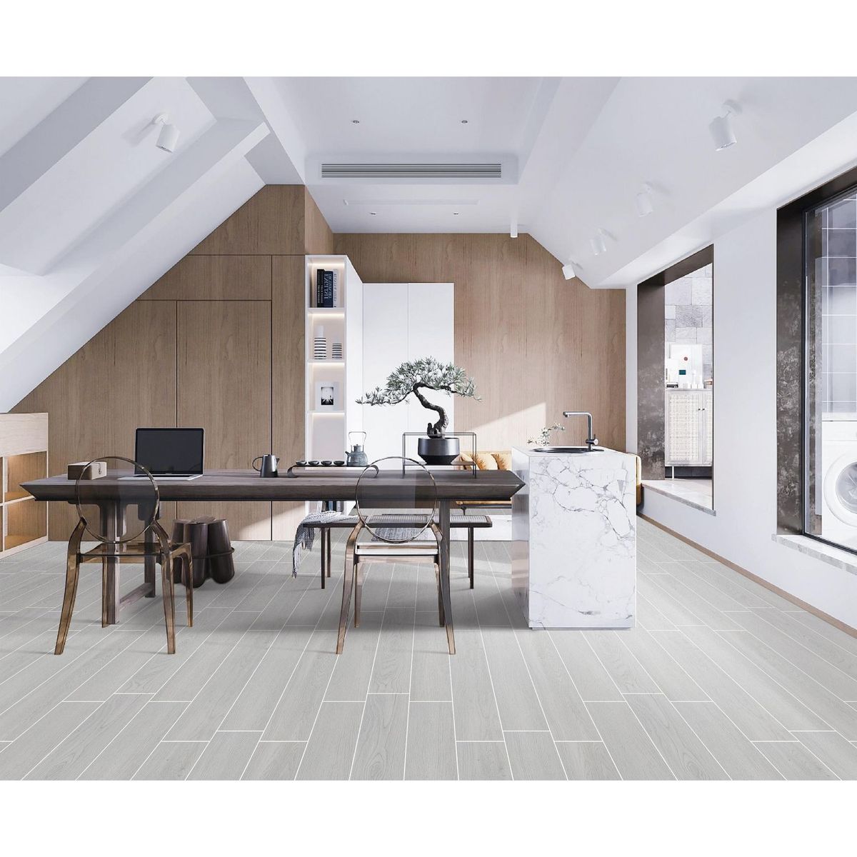 HOLZTEK - Gres Porcelanico Gris Claro Maderado 15x90cm 1.08m2