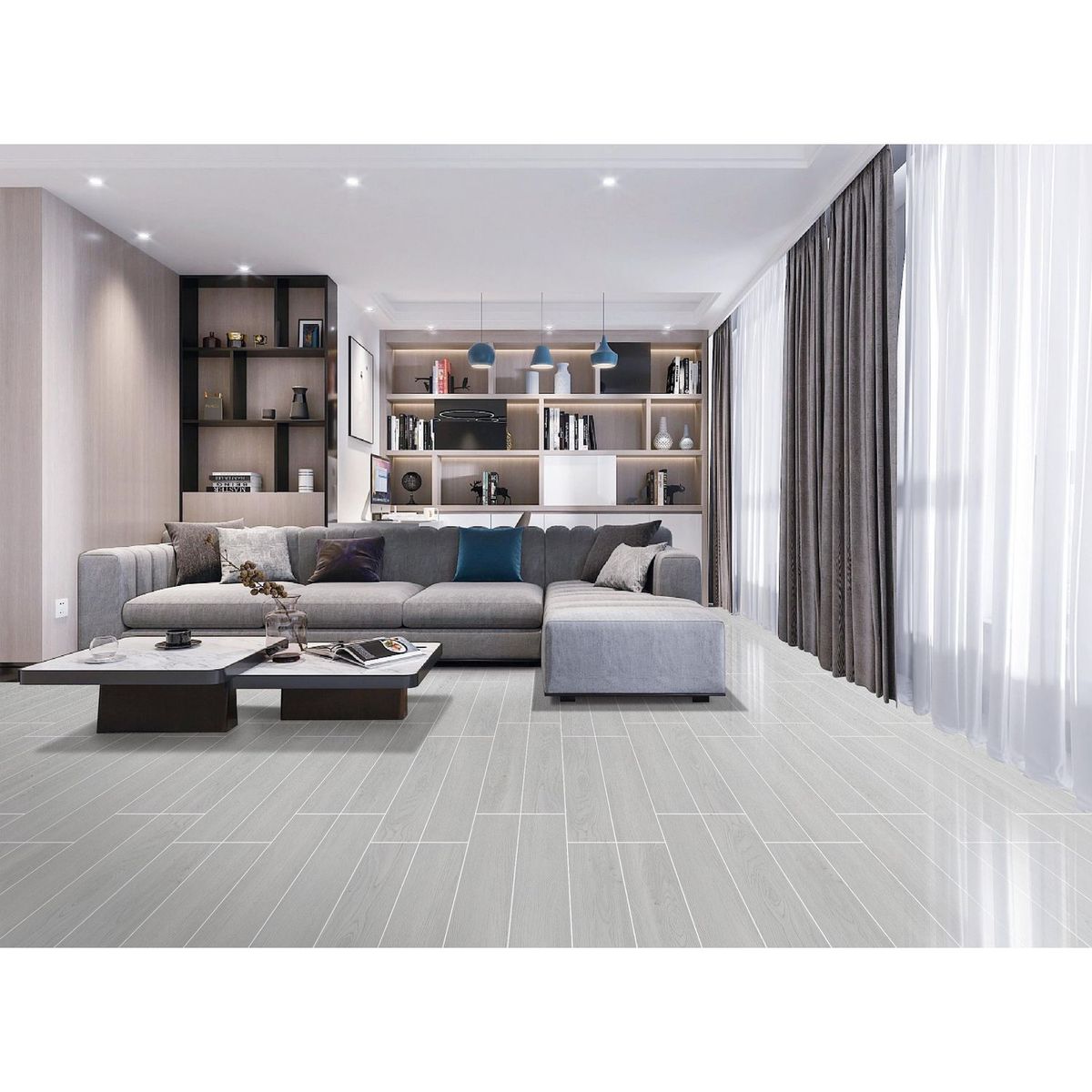 HOLZTEK - Gres Porcelanico Gris Claro Maderado 15x90cm 1.08m2