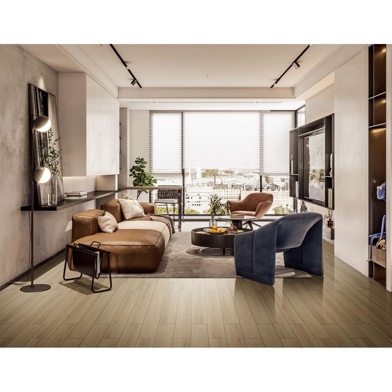 HOLZTEK - Gres Porcelanico Café Claro Maderado 15X90cm 1.08m2 Air Light Brown