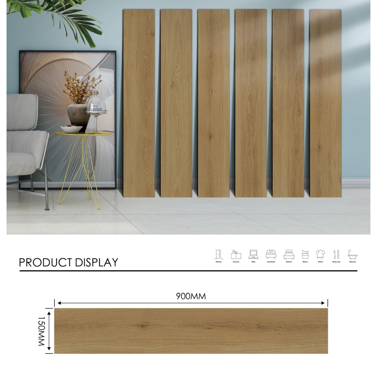 HOLZTEK - Gres Porcelanico Café Claro Maderado 15X90cm 1.08m2 Air Light Brown