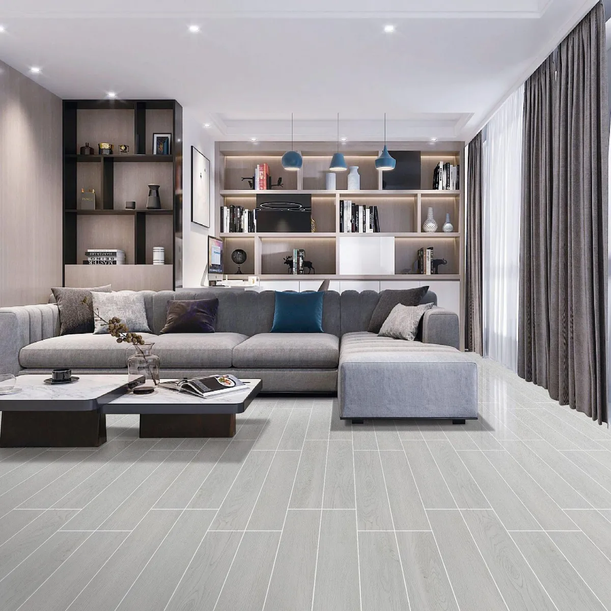 HOLZTEK - Gres Porcelanico Gris Claro Maderado 15X90cm 1.08m2 Geo Light Grey