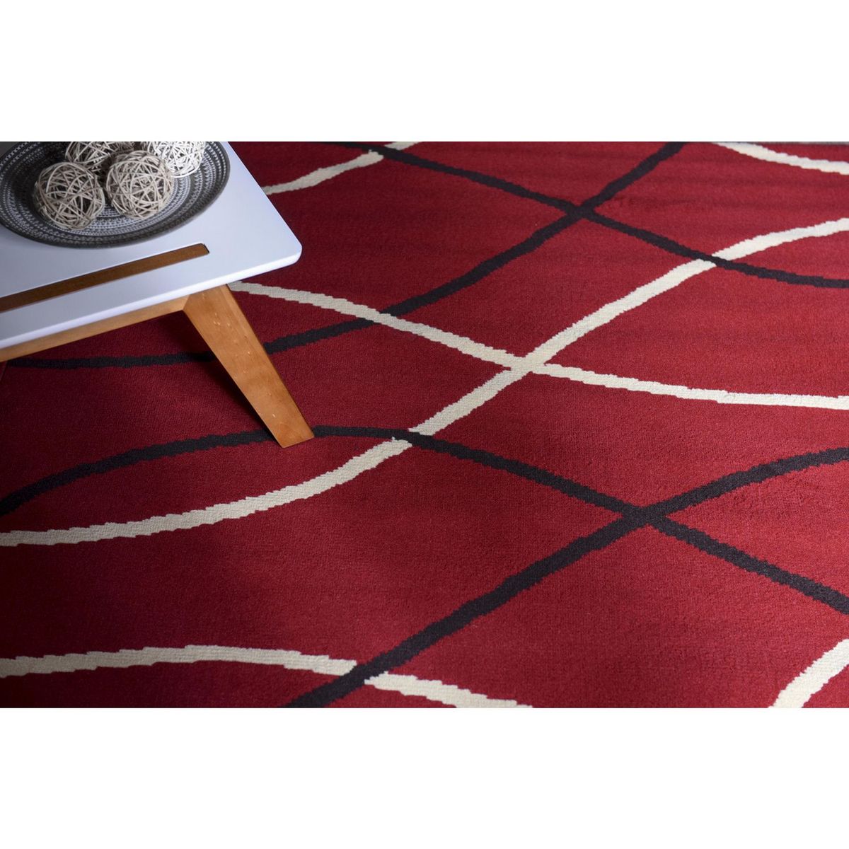 JUST HOME COLLECTION - Alfombra Rectangular Rojo Bcf Rayas Rojas 150x220cm