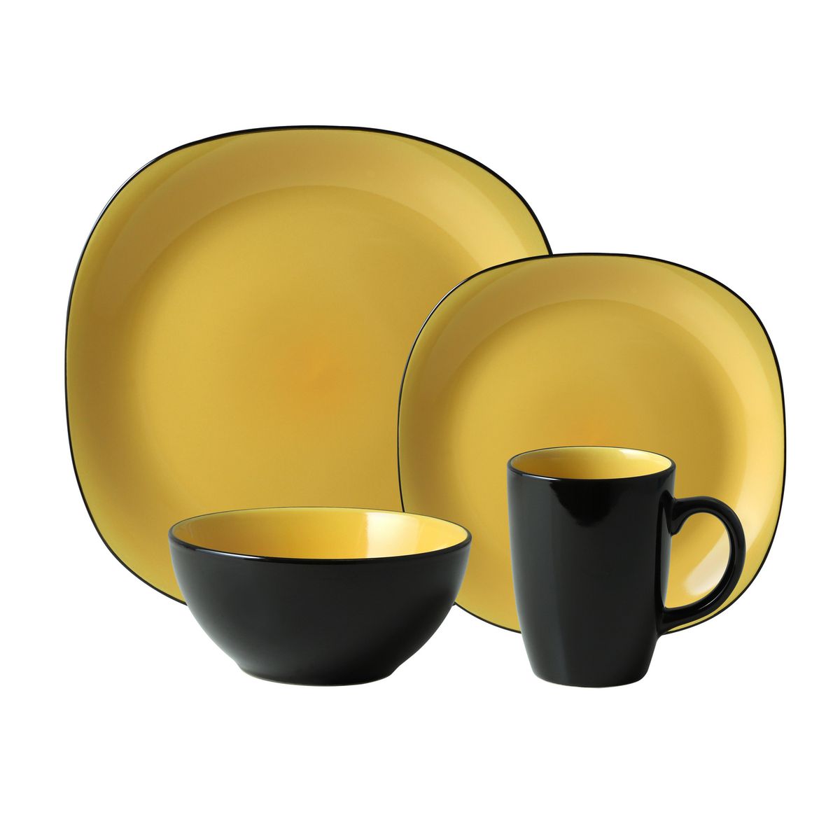 THOMSON POTTERY - Juego de vajilla 16 piezas cerámica Mostaza