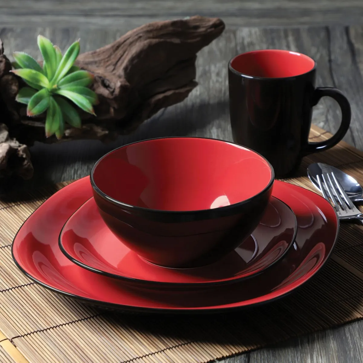 SODIMAC - Juego de vajilla 16 piezas cerámica Rojo