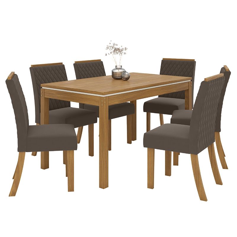 JUST HOME COLLECTION - Juego de Comedor 6 Sillas Lina Marrón