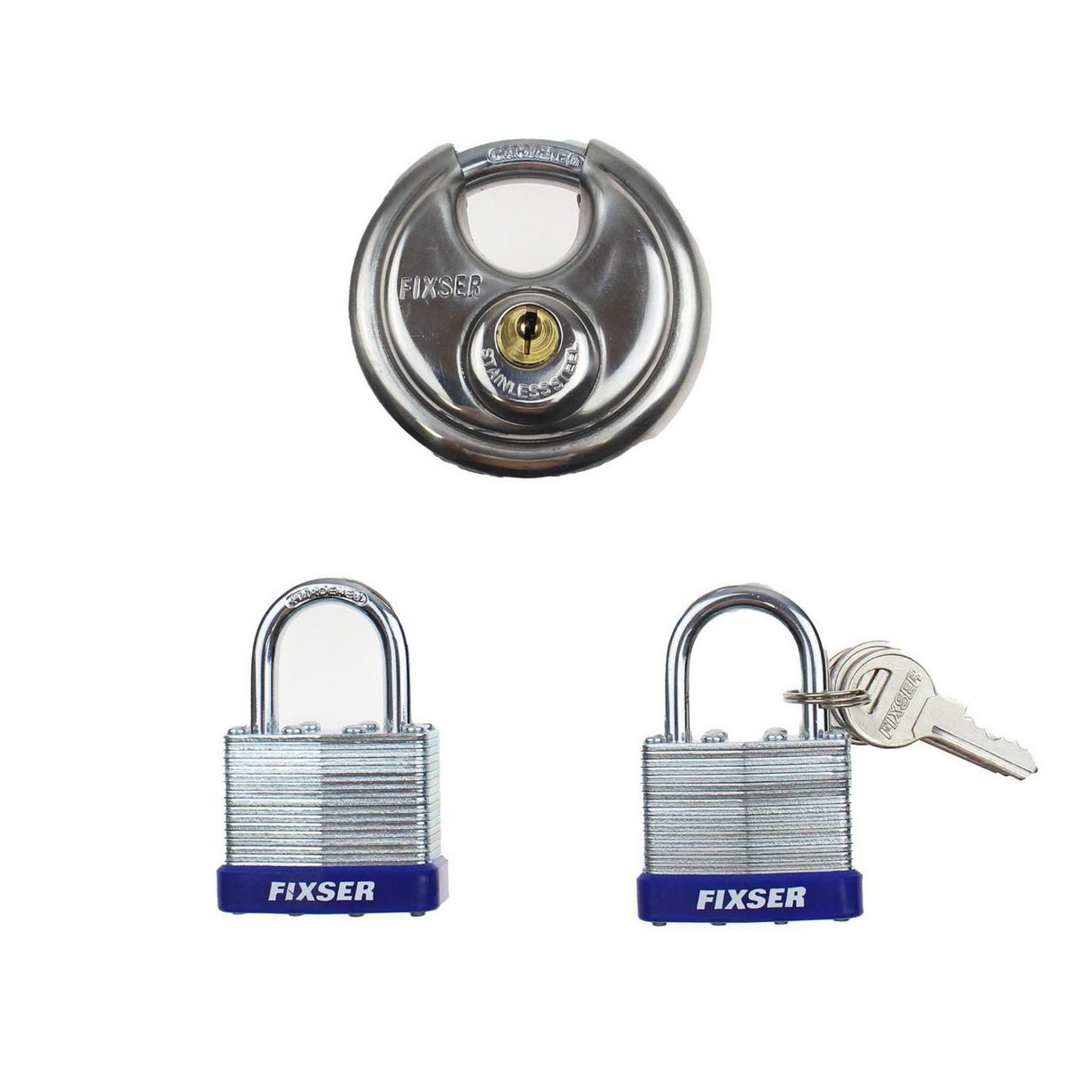 FIXSER - Candado Laminado de Acero Inoxidable y Candado de Disco Fixser