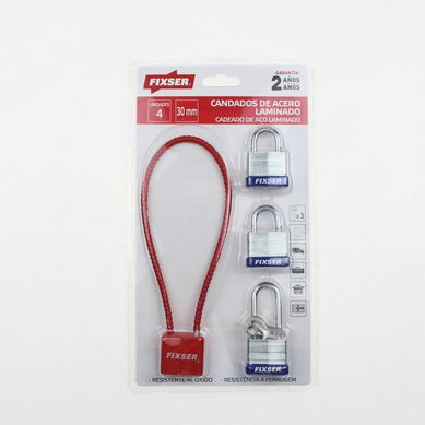 Candado de Acero Inoxidable Laminado x 4 unid. Fixser