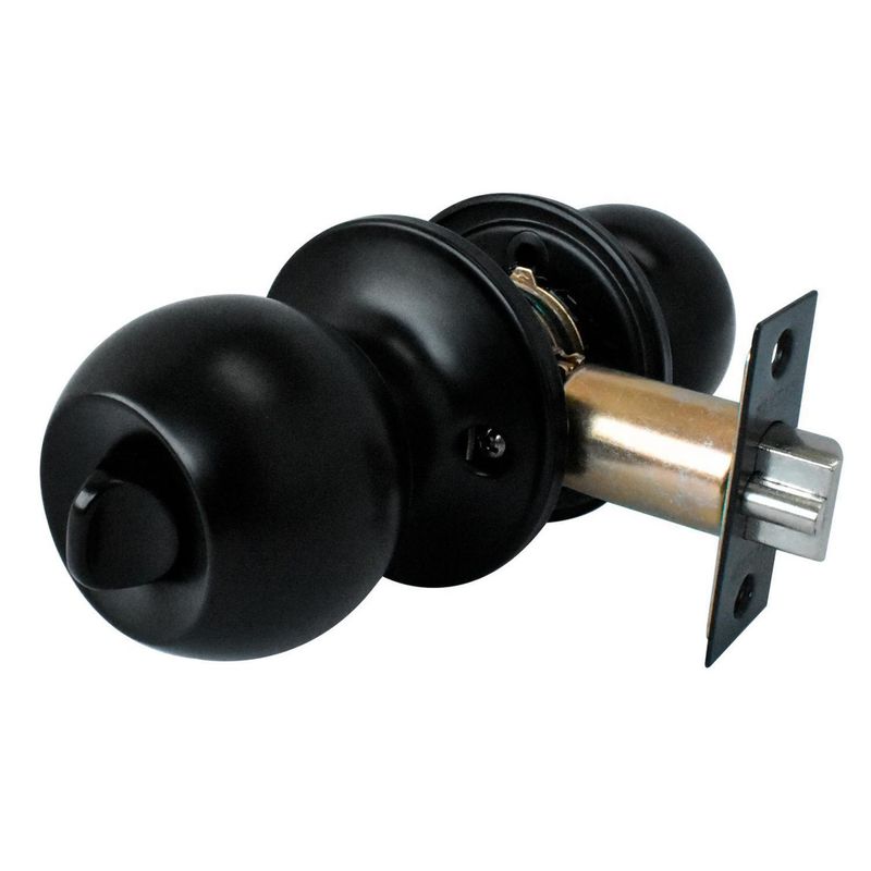 FIXSER - Pack de 2 Cerraduras Pomo + tope Negro Fixser