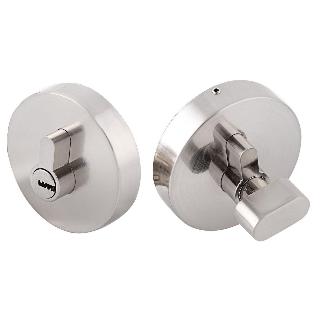 FIXSER - Pack de Cerradura Manija dormitorio + cerrojo simple + tope niquel satinado Fixser