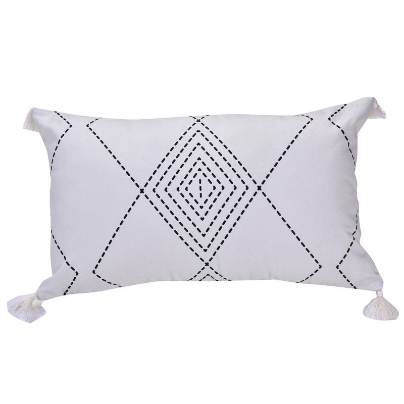 HOMY - Cojín Boho Blanco 50x30cm