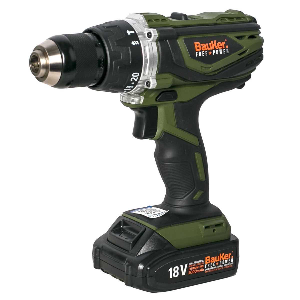 BAUKER - Taladro Percutor Inalámbrico Bauker 1/2 18V + Atornillador De Impacto Inalámbrico Bauker 1/4 18V