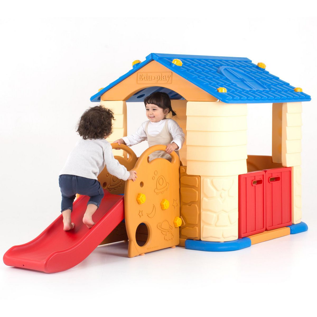 EDU PLAY - Casa de Juego con Resbaladera 114x121x224 cm