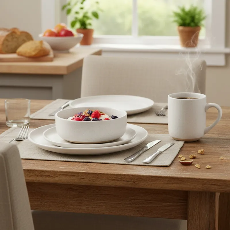 JUST HOME COLLECTION - Juego de Vajillas Cerámica Polonia Blanco 16 Piezas