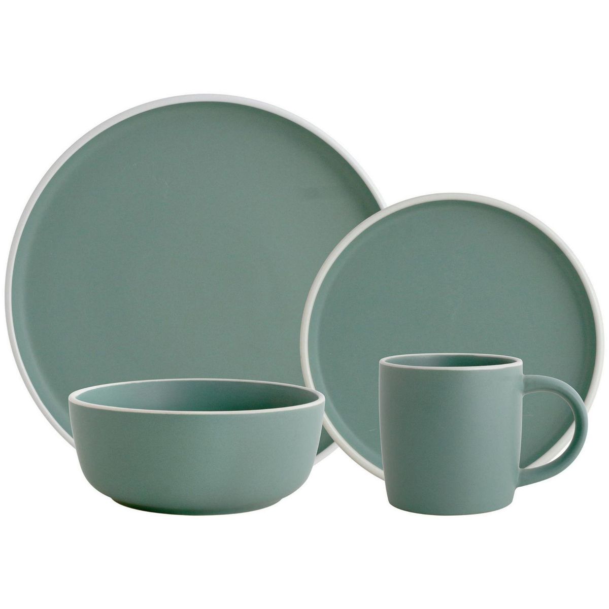 JUST HOME COLLECTION - Juego de vajillas Cerámica Mila Menta 16 Piezas