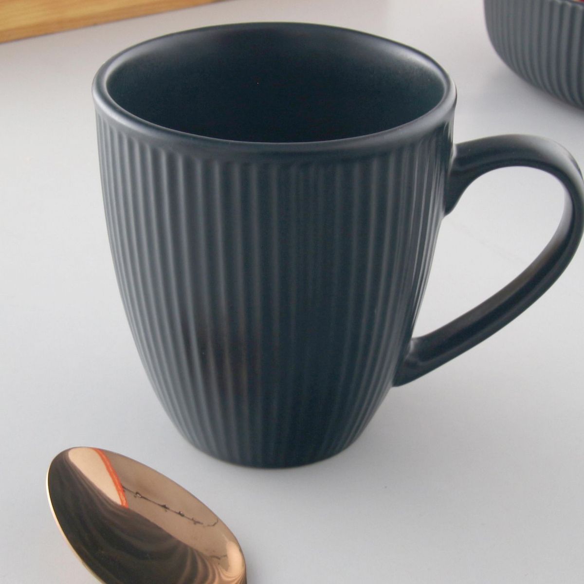 JUST HOME COLLECTION - Mug Cerámica Líneas Negro 400ml