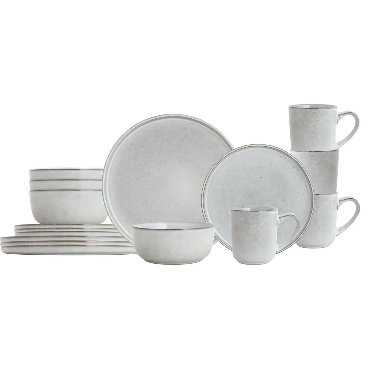 JUST HOME COLLECTION - Juego de vajillas Cerámica Seul Gris 16 Piezas