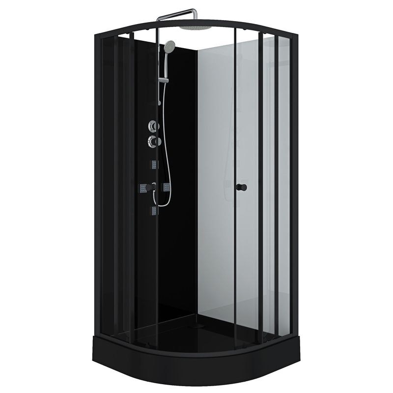 SENSI DACQUA - Cabina Curva Negro/Blanco 90x90x205cm