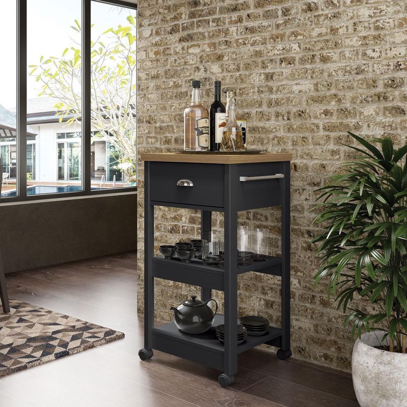 JUST HOME COLLECTION - Mueble Móvil Cocina/Comedor Miami Negro