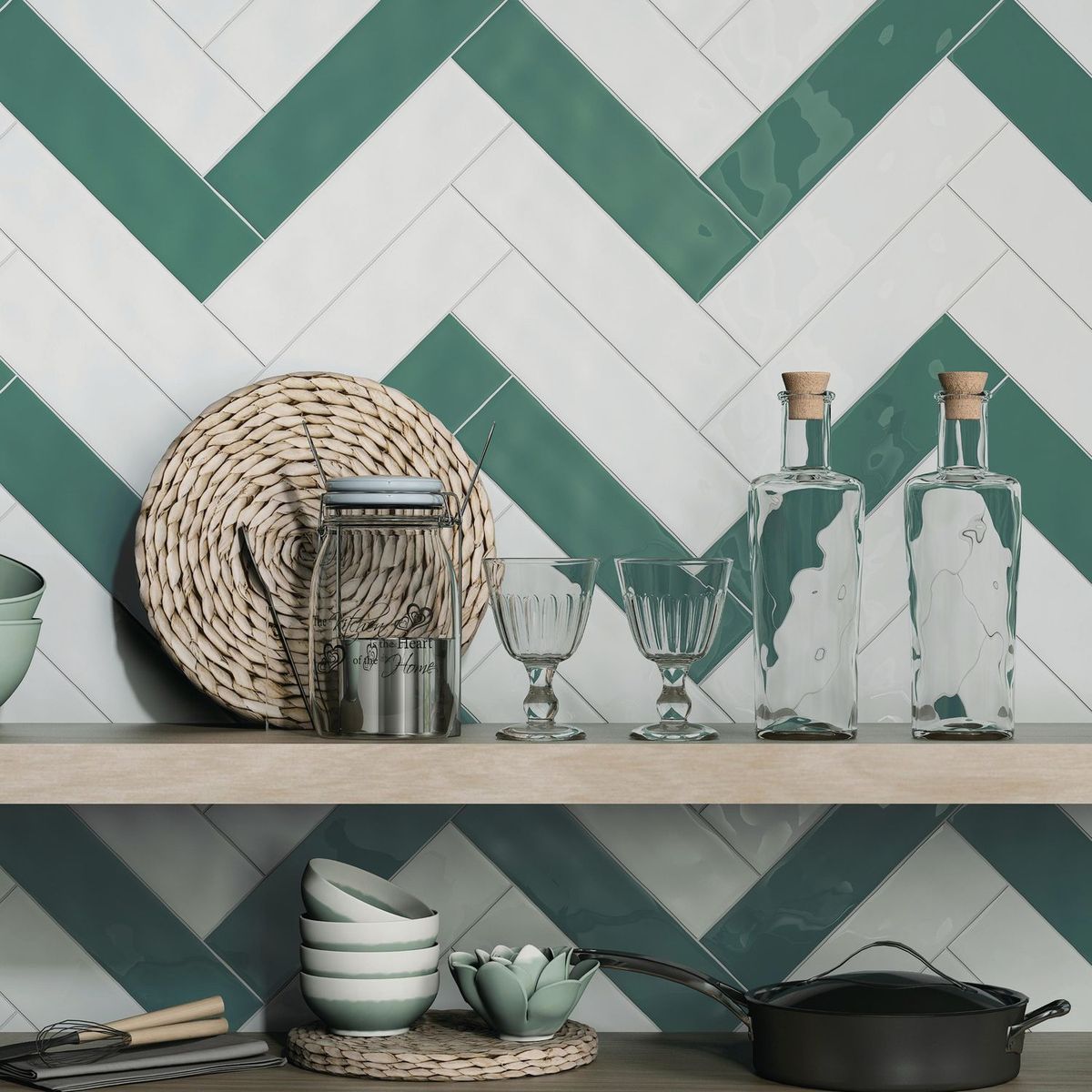 HOLZTEK - Cerámica Brick Wazy Blanca 7.5x30cm