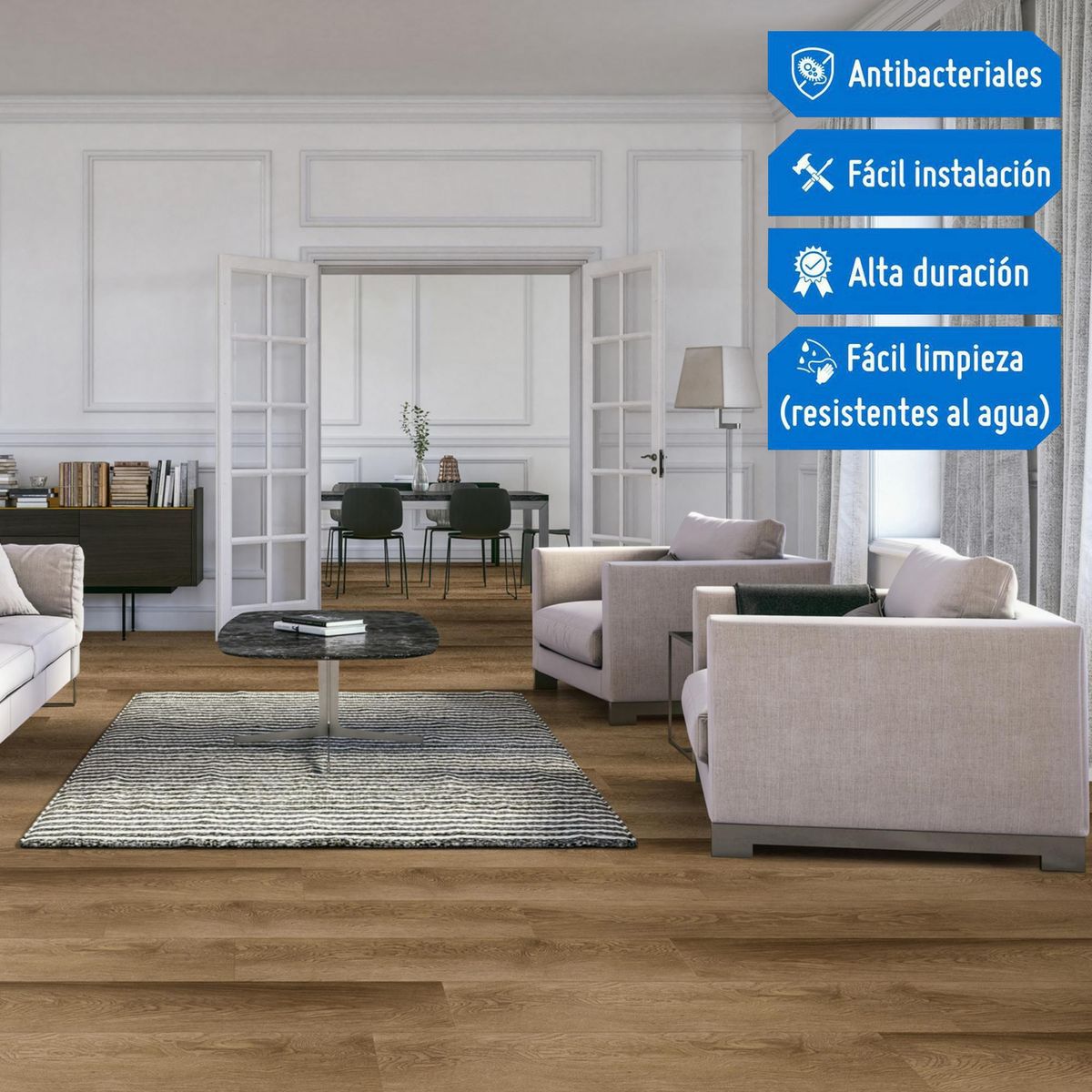 HOLZTEK - Piso SPC Marrón 3mm 95x15cm 1.99m2