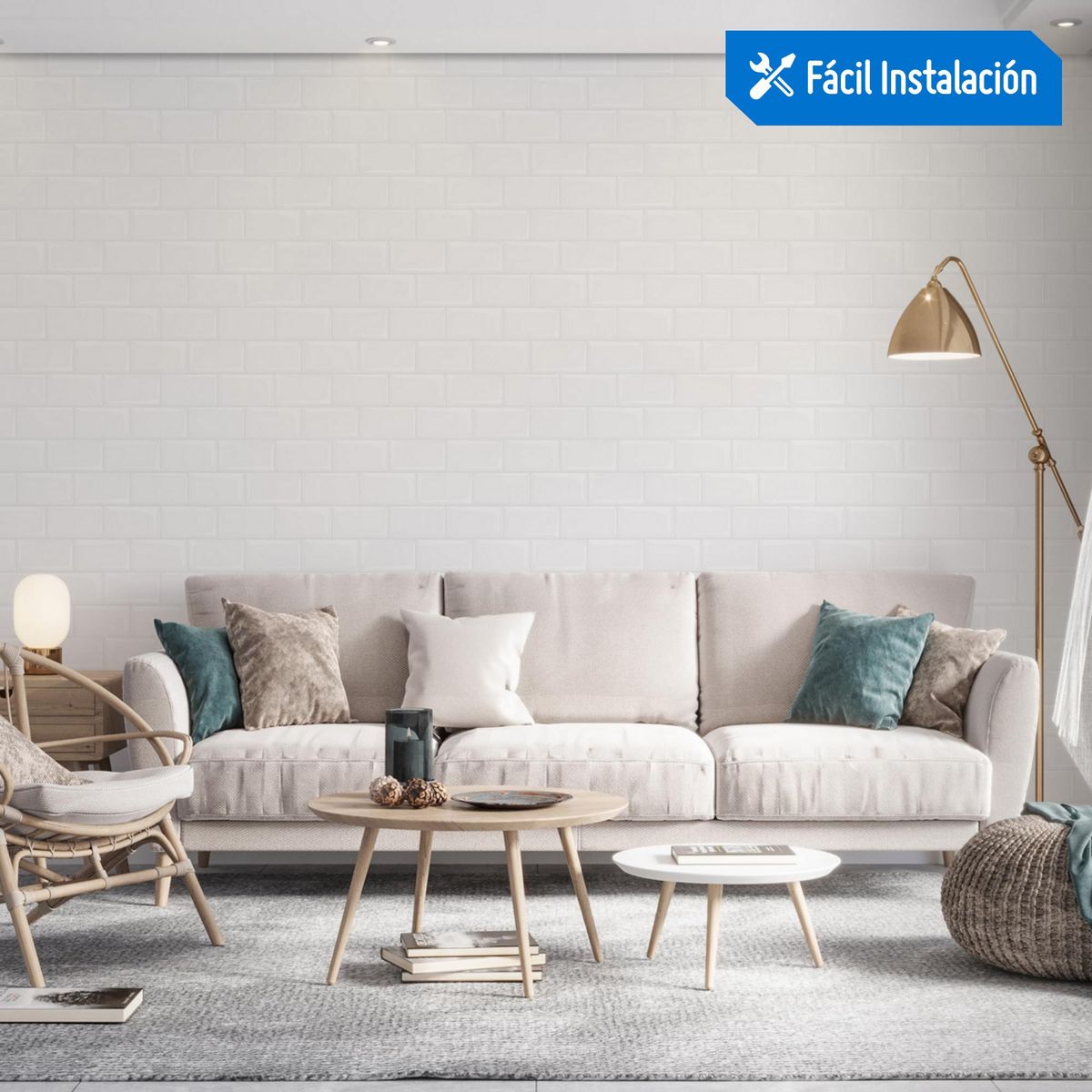 HOLZTEK - Mural Antiadherente Tipo Ladrillo 3D Blanco