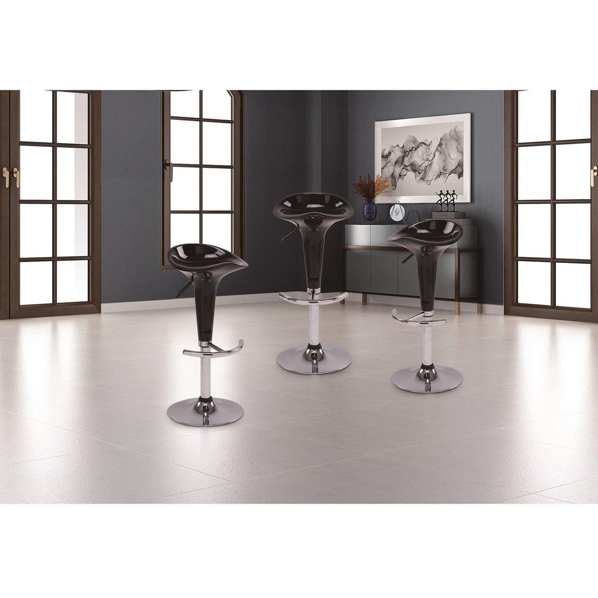 JUST HOME COLLECTION - Setx2 Banco Bar Ondas Negro