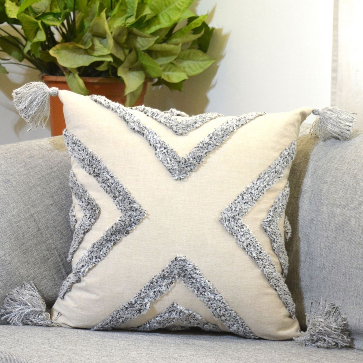 HOMY - Cojín Algodón Sol Crudo 45x45cm