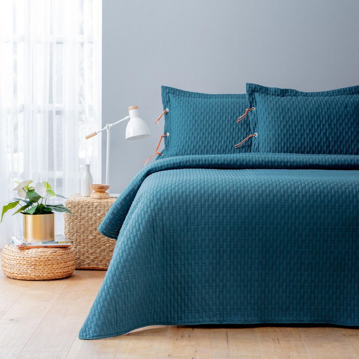 HOMY - Cubrecama 2 Plazas Industrial Azul