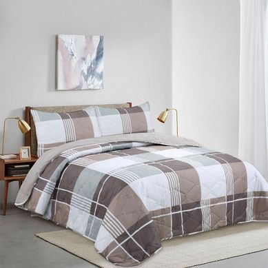 Cubrecama 2 Plazas  Cuadrille Promo Taupe