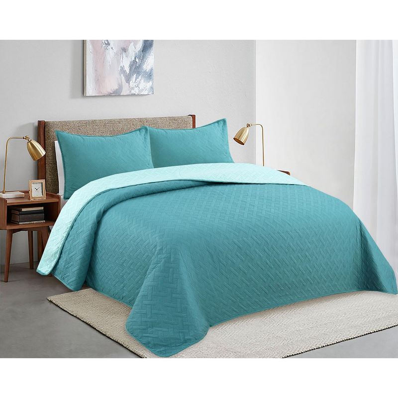 HOMY - Cubrecama King Liso Promo Aqua