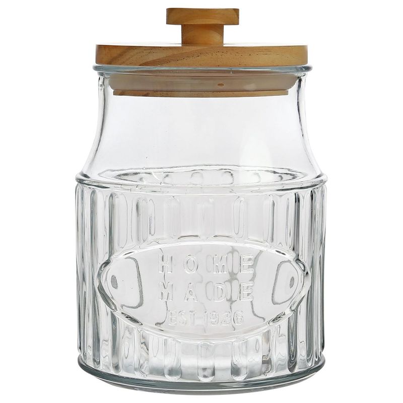JUST HOME COLLECTION - Set 3 Frascos de Vidrio Tapa Madera 2.3l