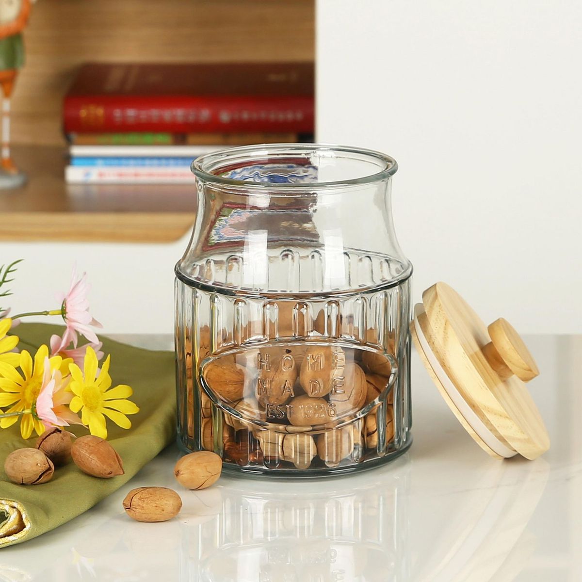 JUST HOME COLLECTION - Set 3 Frascos de Vidrio Tapa Madera 2.3l